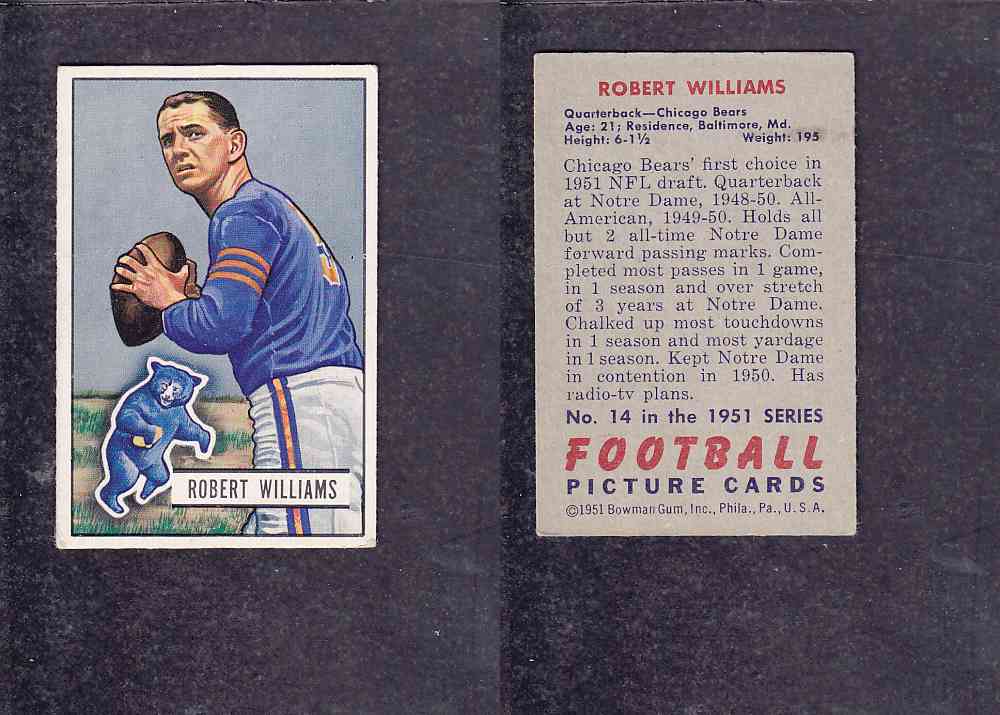 1951 NFL BOWMAN FOOTBALL CARD #14 R. WILLIAMS photo