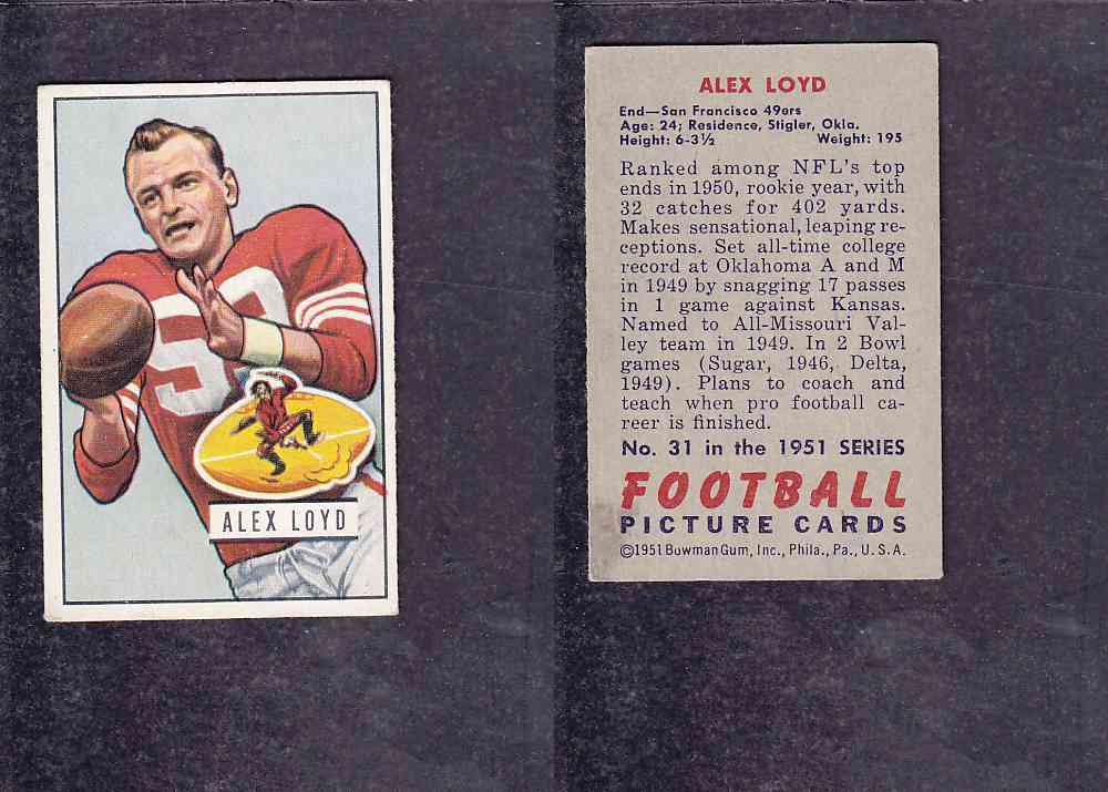1951 NFL BOWMAN FOOTBALL CARD #31 A. LOYD photo