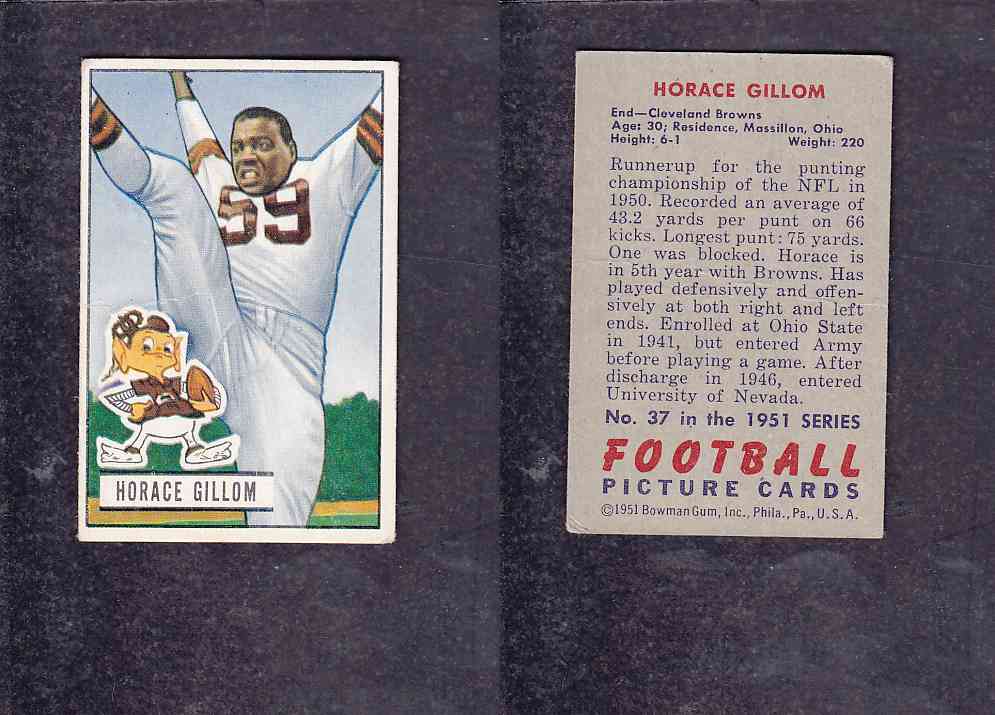 1951 NFL BOWMAN FOOTBALL CARD #37 H. GILLOM photo