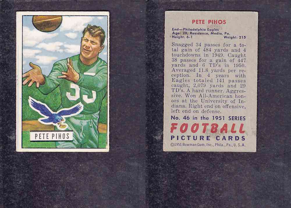 1951 NFL BOWMAN FOOTBALL CARD #46 P. PIHOS photo