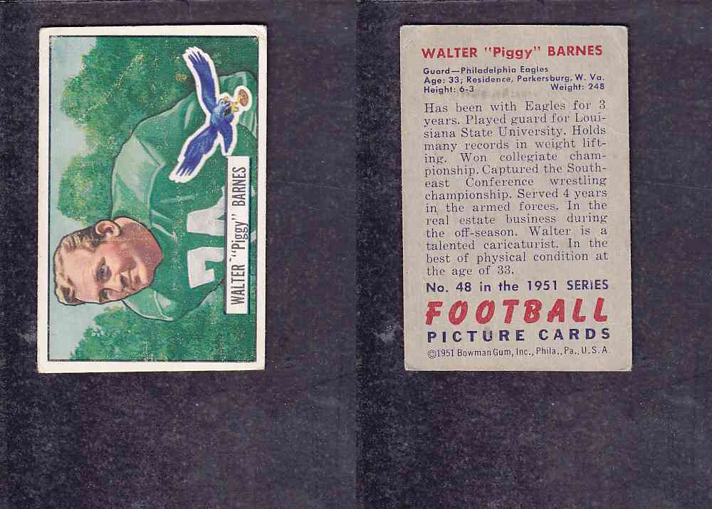 1951 NFL BOWMAN FOOTBALL CARD #48 W. BARNES photo