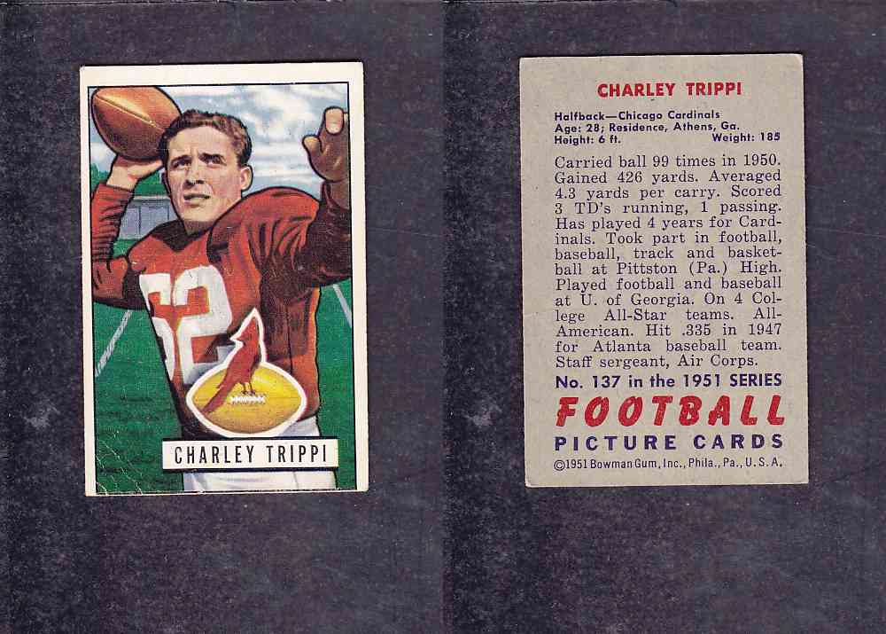1951 NFL BOWMAN FOOTBALL CARD #137 C. TRIPPI photo