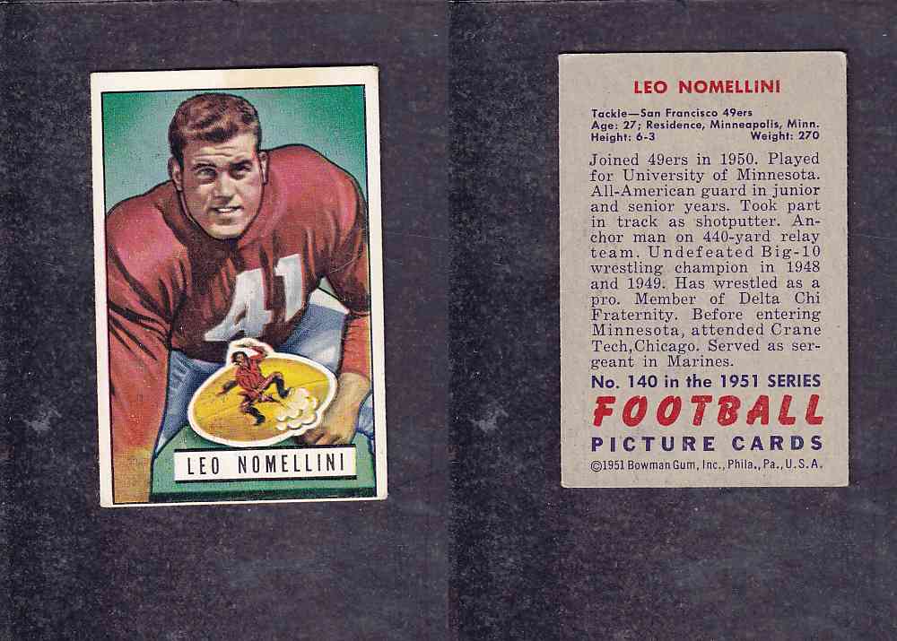 1951 NFL BOWMAN FOOTBALL CARD #140 L. NOMELLINI photo