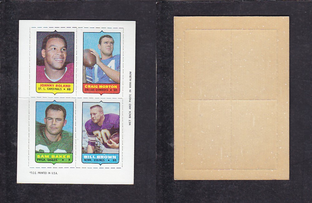 1969 NFL TOPPS FOOTBALL CARD 4 IN 1 INSERT J. ROLAND photo