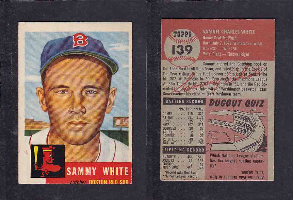 1953 TOPPS BASEBALL CARD #139 S. WHITE photo