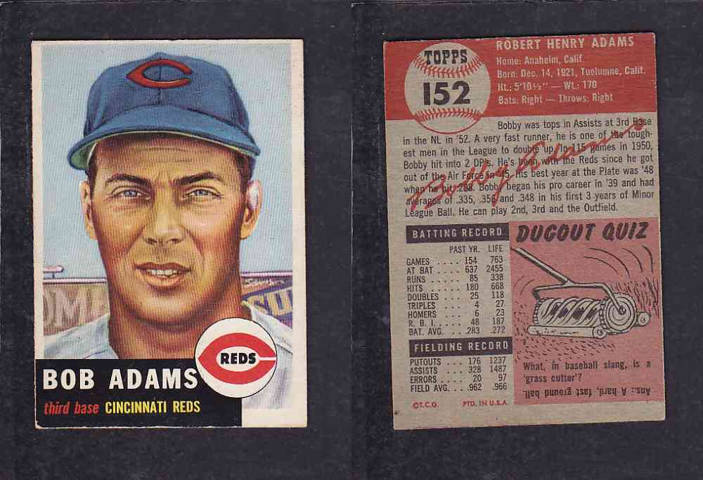 1953 TOPPS BASEBALL CARD #152 R. ADAMS photo