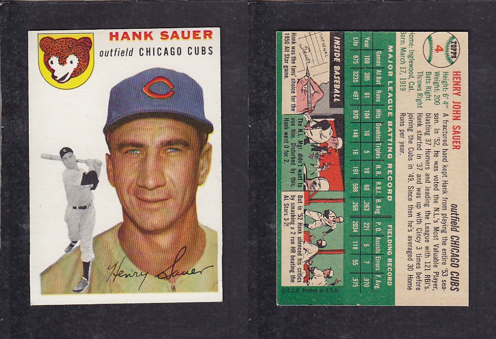 1952 TOPPS BASEBALL CARD #4 H. SAUER photo