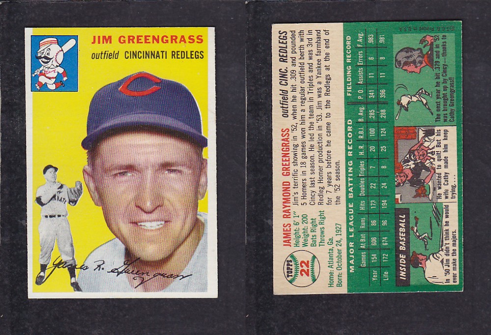 1952 TOPPS BASEBALL CARD #22 J. GREENGRASS photo