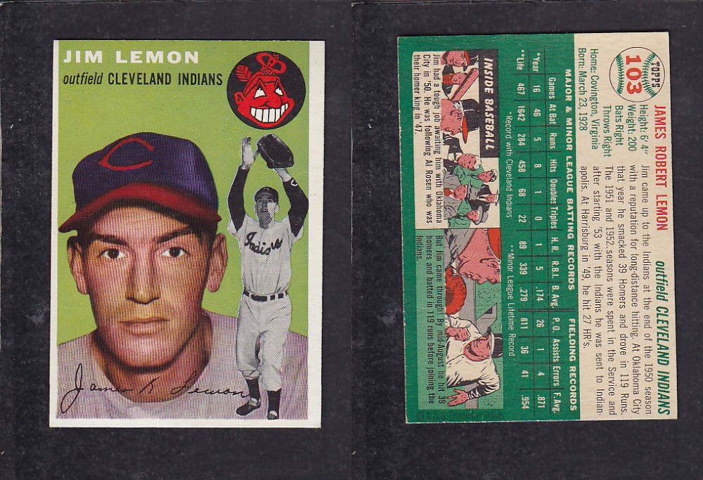 1952 TOPPS BASEBALL CARD #103 J. LEMON photo