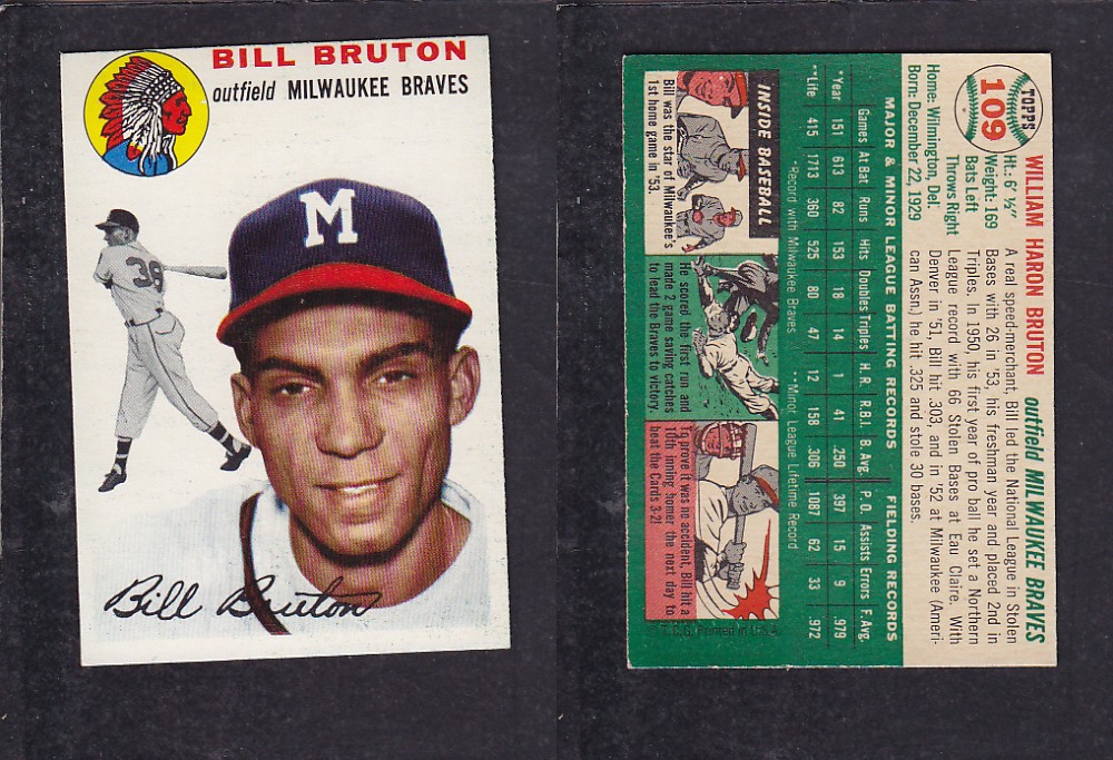 1952 TOPPS BASEBALL CARD #109 B. BRUTON photo
