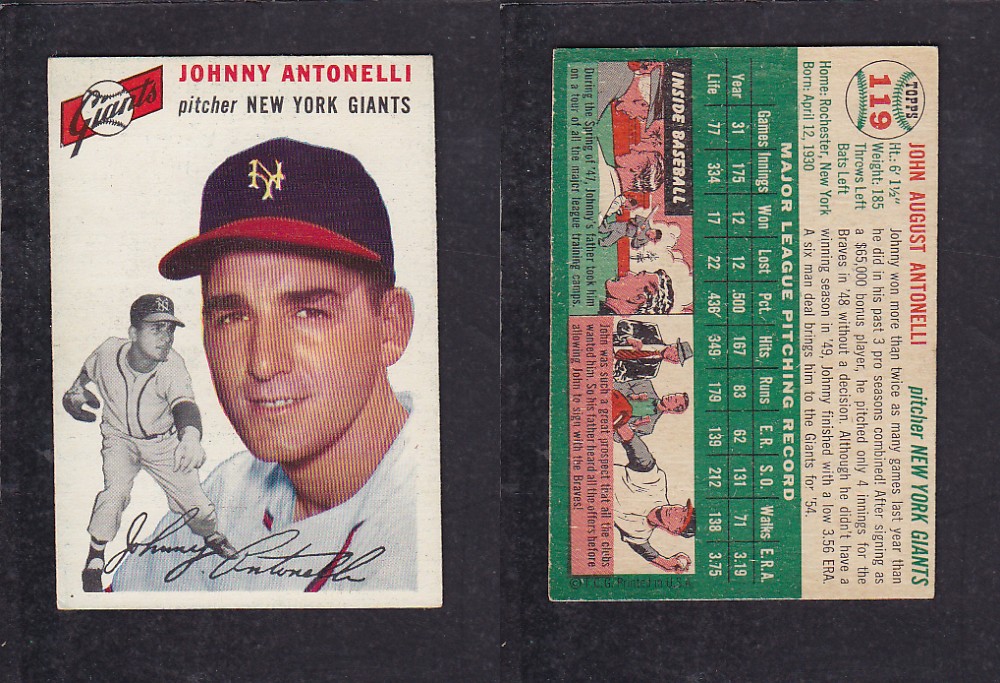 1952 TOPPS BASEBALL CARD #119 J. ANTONELLI photo