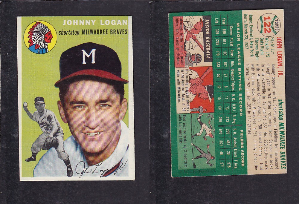 1952 TOPPS BASEBALL CARD #122 J. LOGAN photo