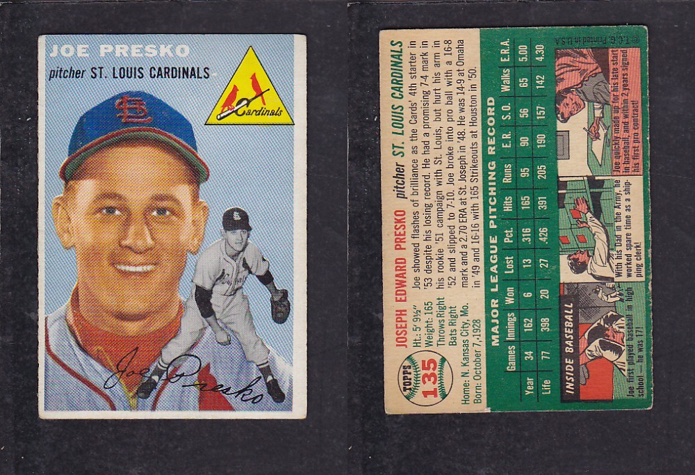 1952 TOPPS BASEBALL CARD #135 J. PRESKO photo