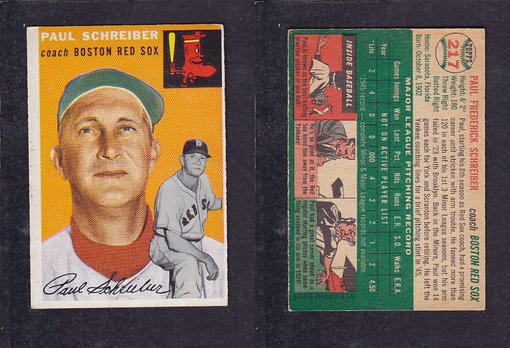 1952 TOPPS BASEBALL CARD #217 P. SCHREIBER photo