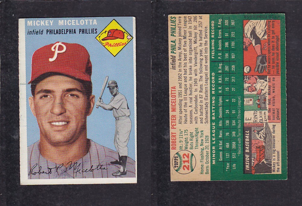 1952 TOPPS BASEBALL CARD #212 R. MICELOTTA photo