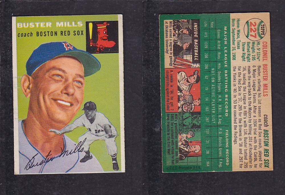 1952 TOPPS BASEBALL CARD #227 C. MILLS photo