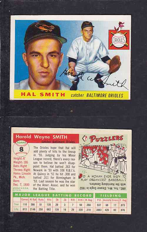 1955 TOPPS BASEBALL CARD #8 H. SMITH photo