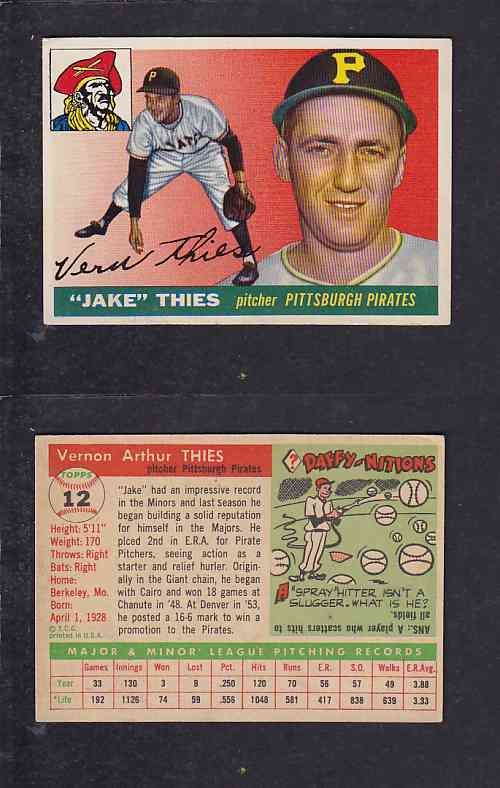 1955 TOPPS BASEBALL CARD #12 V. THIES photo