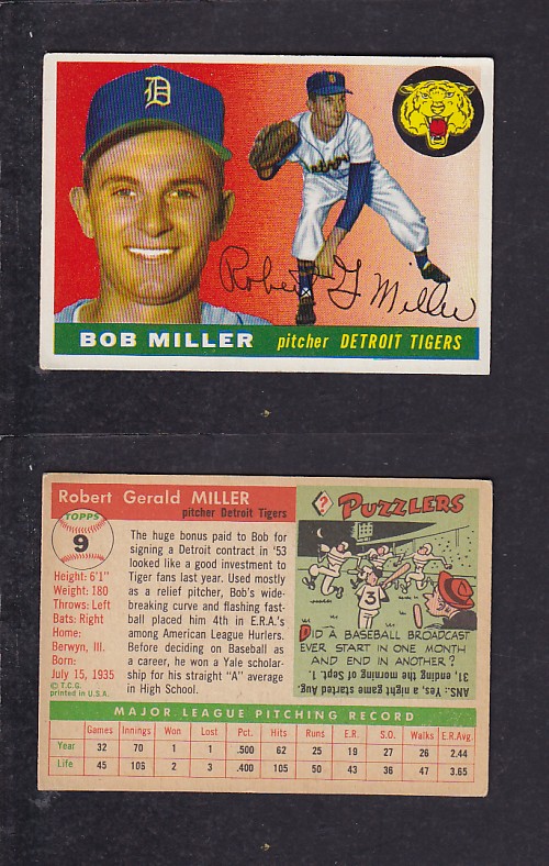 1955 TOPPS BASEBALL CARD #9 R. MILLER photo