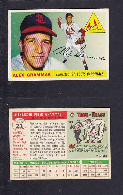 1955 TOPPS BASEBALL CARD #21 A. GRAMMAS photo