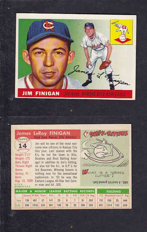 1955 TOPPS BASEBALL CARD #14 J. FINIGAN photo