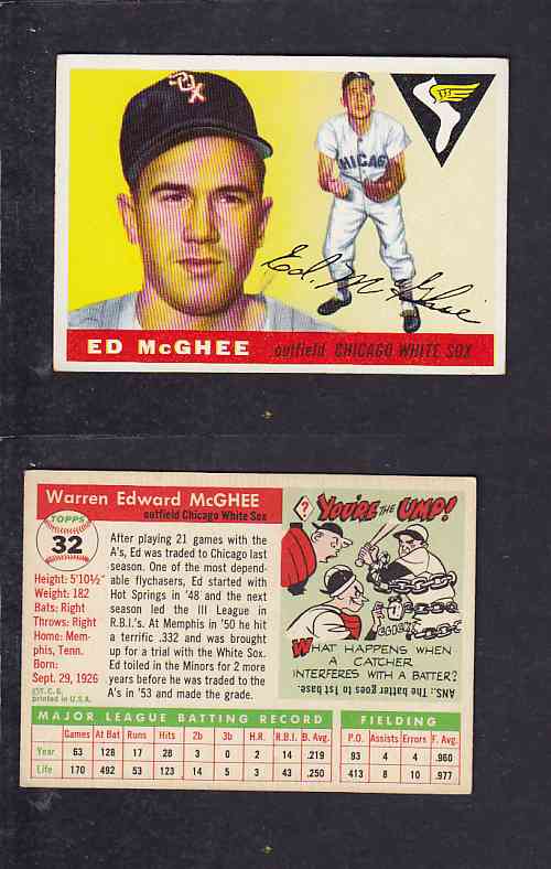 1955 TOPPS BASEBALL CARD #32 W. MCGHEE photo