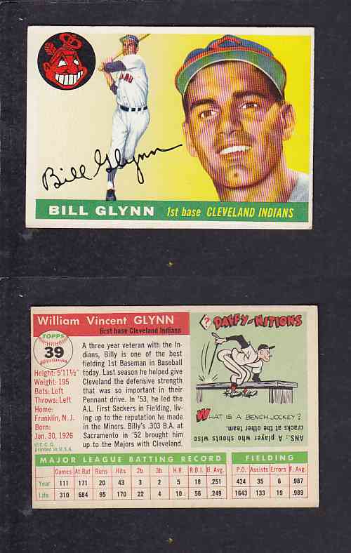 1955 TOPPS BASEBALL CARD #39 W, GLYNN photo