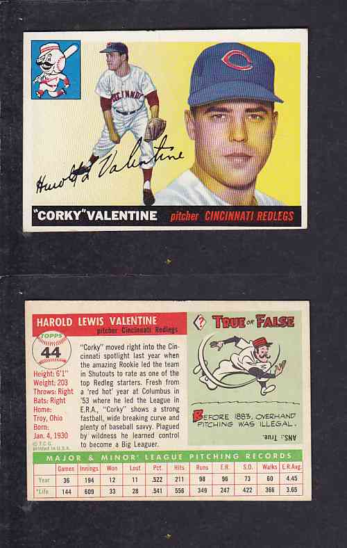 1955 TOPPS BASEBALL CARD #44 H. VALENTINE photo