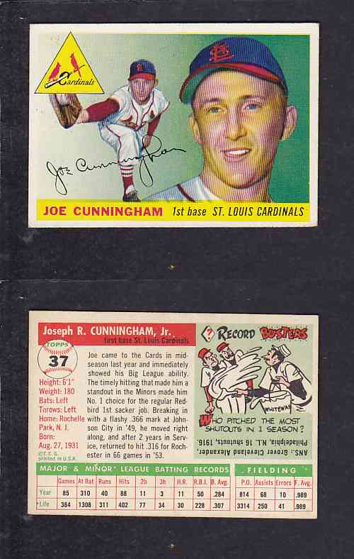 1955 TOPPS BASEBALL CARD #37 J. CUNNINGHAM photo