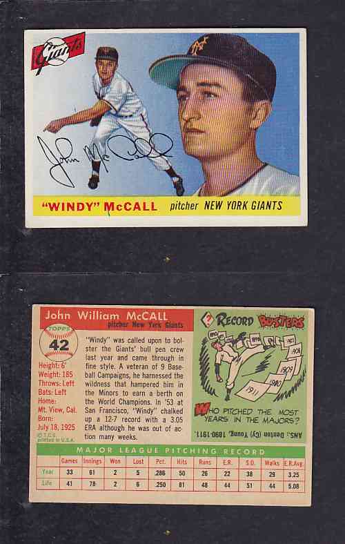 1955 TOPPS BASEBALL CARD #42 J. MCCALL photo