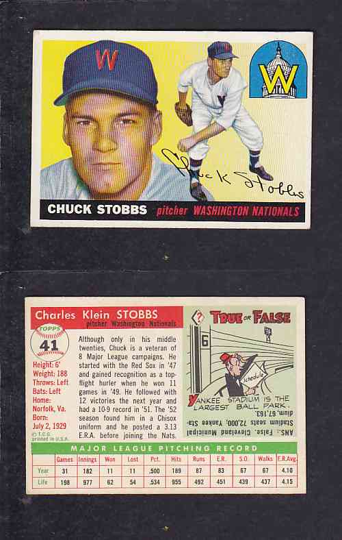 1955 TOPPS BASEBALL CARD #41 C. STOBBS photo