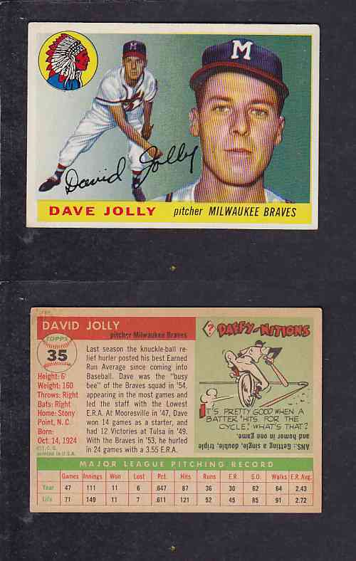 1955 TOPPS BASEBALL CARD #35 D. JOLLY photo