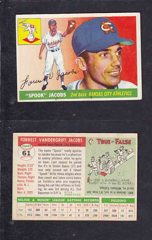 1955 TOPPS BASEBALL CARD #61 F. JACOBS photo