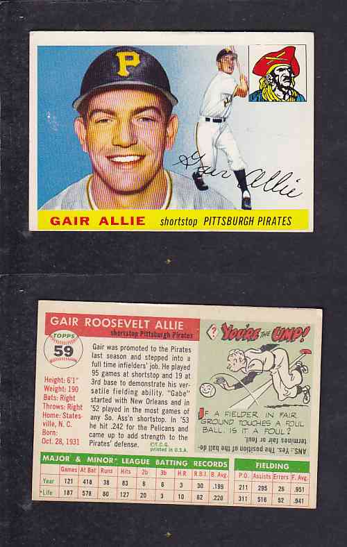 1955 TOPPS BASEBALL CARD #59 G. ALLIE photo