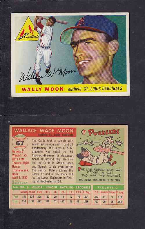 1955 TOPPS BASEBALL CARD #67 W. MOON photo