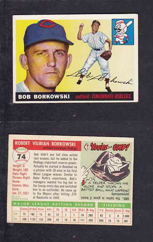 1955 TOPPS BASEBALL CARD #74 R. BORKOWSKI photo