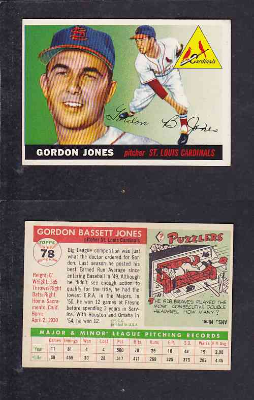 1955 TOPPS BASEBALL CARD #78 G. JONES photo