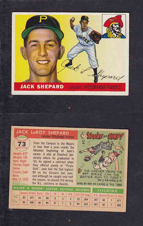 1955 TOPPS BASEBALL CARD #73 J. SHEPARD photo