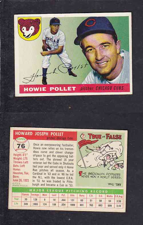 1955 TOPPS BASEBALL CARD #76 H. POLLET photo