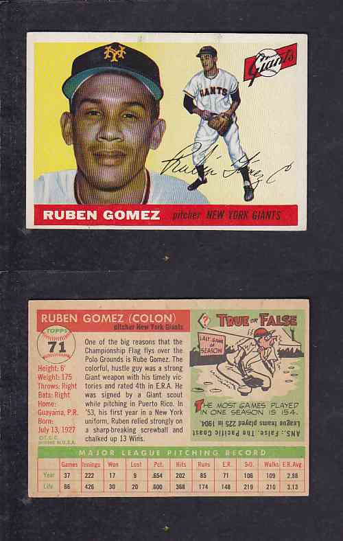 1955 TOPPS BASEBALL CARD #71 R. GOMEZ photo