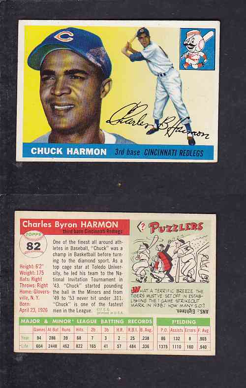 1955 TOPPS BASEBALL CARD #82 C. HARMON photo