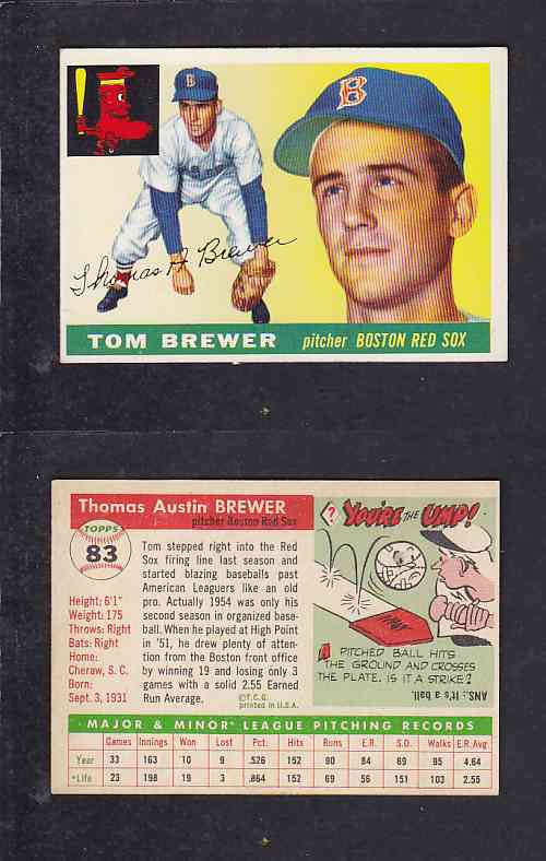 1955 TOPPS BASEBALL CARD #83 T. BREWER photo