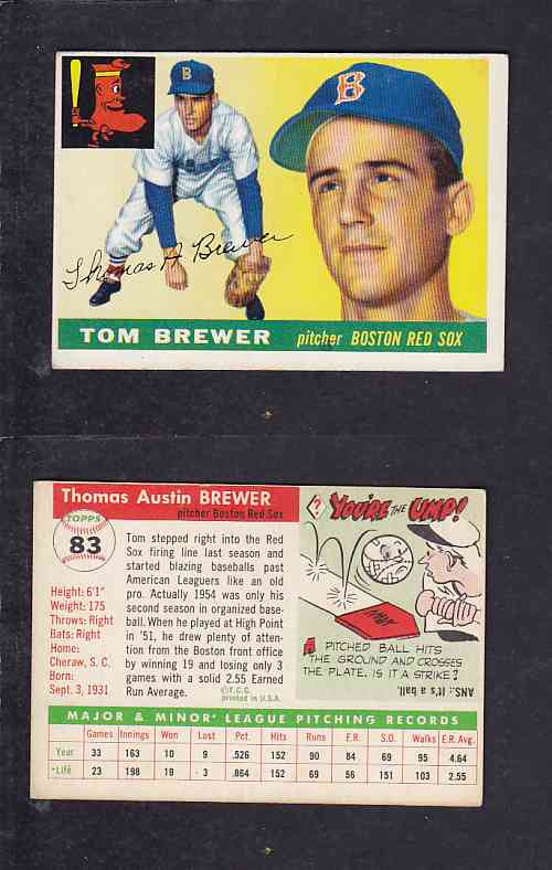 1955 TOPPS BASEBALL CARD #83 T. BREWER photo