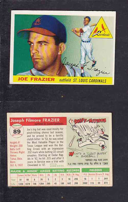 1955 TOPPS BASEBALL CARD #89 J. FRAZIER photo