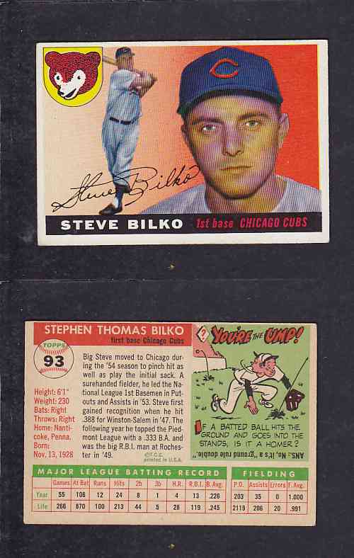 1955 TOPPS BASEBALL CARD #93 S. BILKO photo