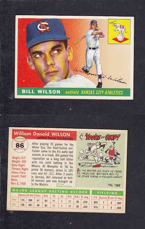 1955 TOPPS BASEBALL CARD #86 W. WILSON photo