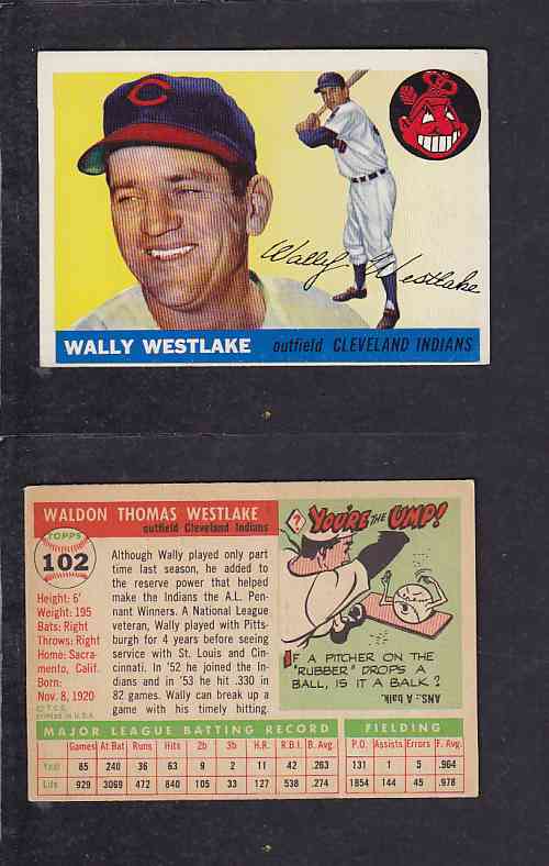 1955 TOPPS BASEBALL CARD #102 W. WESTLAKE photo