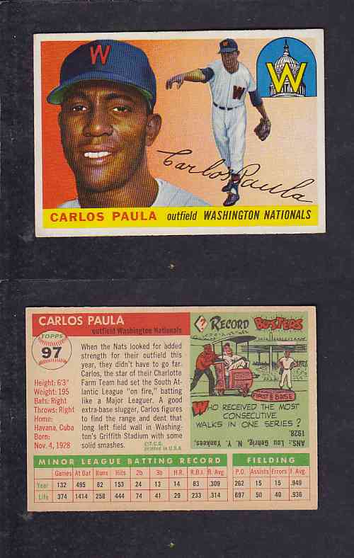 1955 TOPPS BASEBALL CARD #97 C. PAULA photo