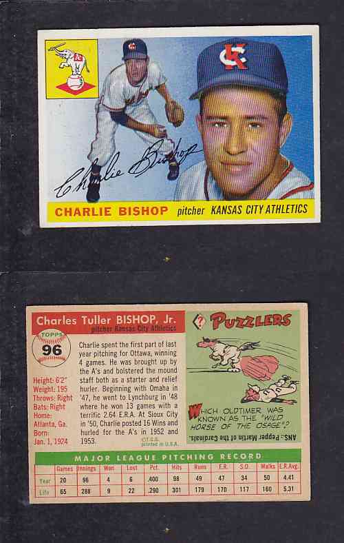 1955 TOPPS BASEBALL CARD #96 C. BISHOP photo