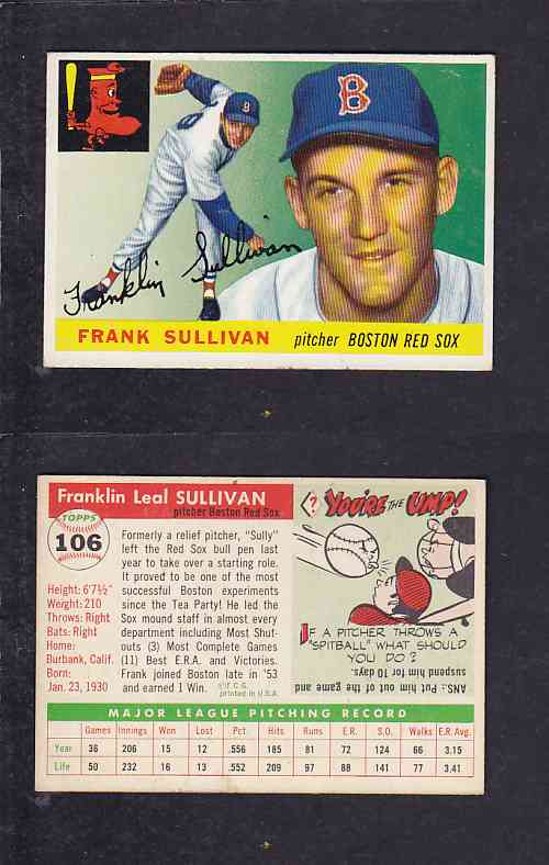 1955 TOPPS BASEBALL CARD #106 F. SULLIVAN photo